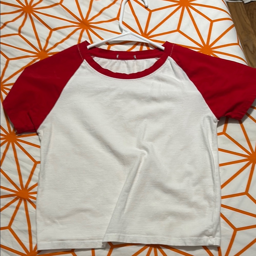 Kids Red and White Raglan Shirt